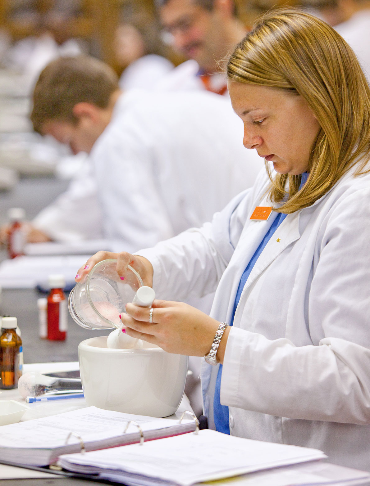 Student in the UTHSC pharmacy lab