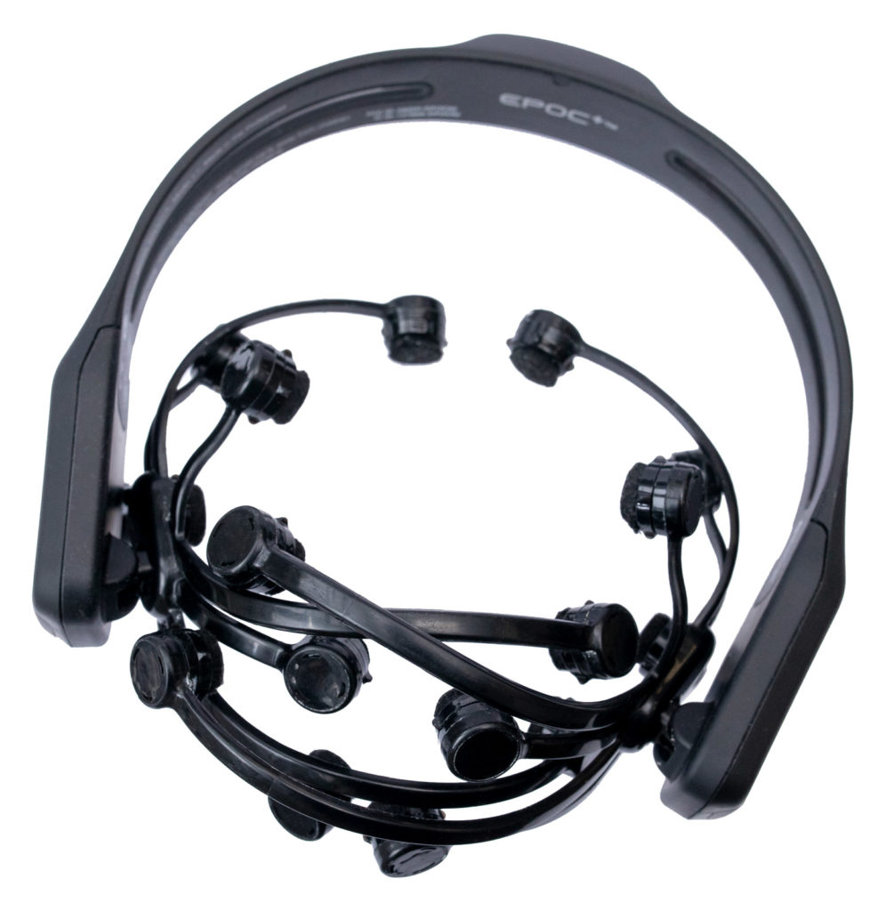 A headset with sensors that detect brain activity