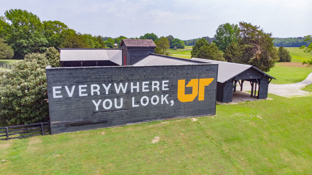 Close-up photo of UT mural on Lone Oaks Farm in Hardeman County
