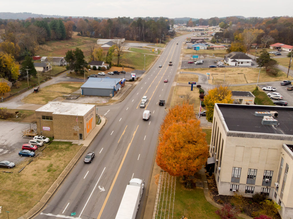 Aerial photo of UT mural in Polk County
